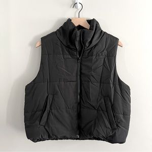 Cropped Black Puffer Vest